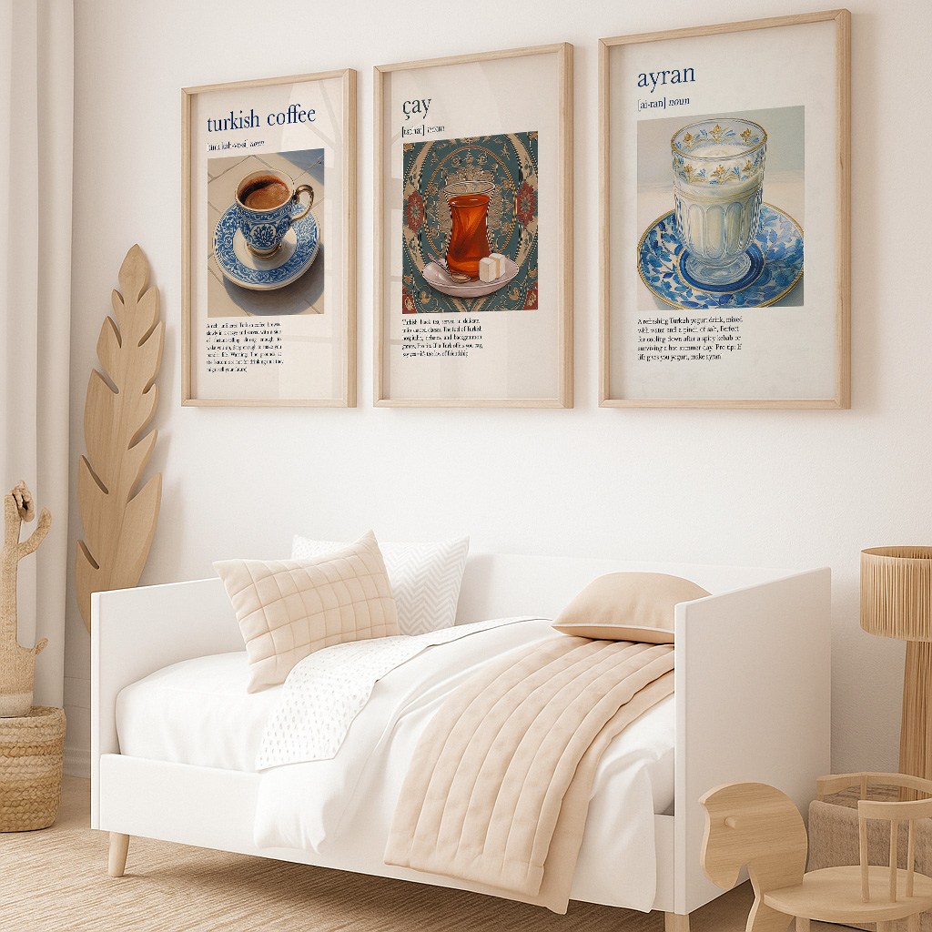 Coffee And Tea Lyrics - Affiche de cuisine traditionnelle imprimée turque,