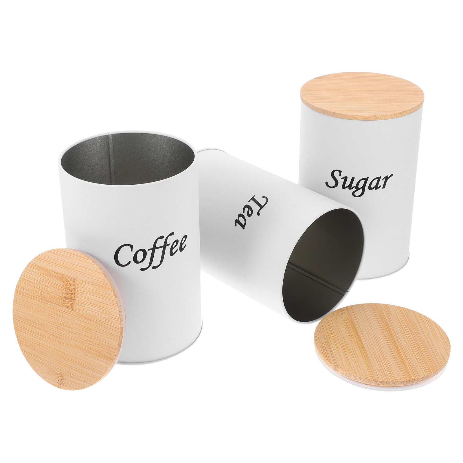 Canister Coffee Sugar Tea - Lot de 3 boîtes hermétiques rondes