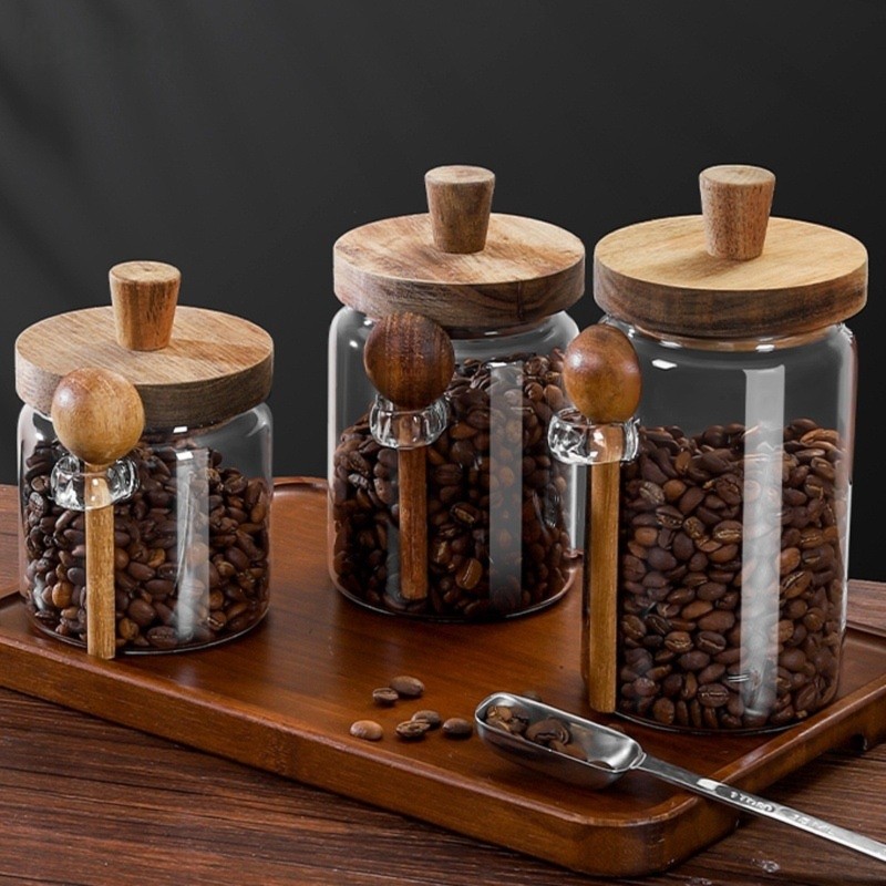 Canister Coffee Sugar Tea - Ensemble de 3 pots en verre