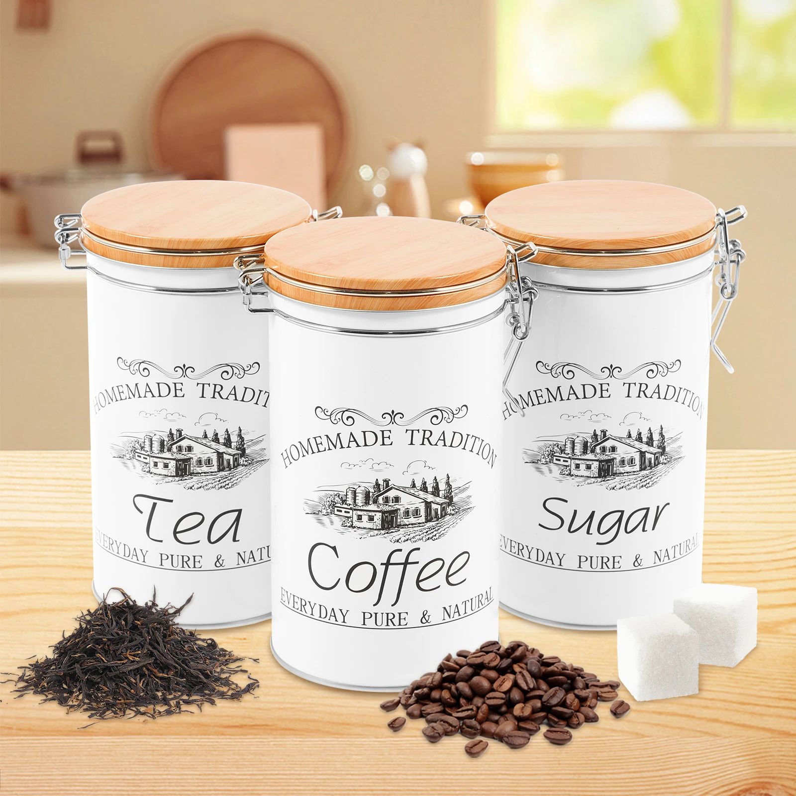Canister Coffee Sugar Tea - 3 pièces/ensemble thé café sucre boîtes