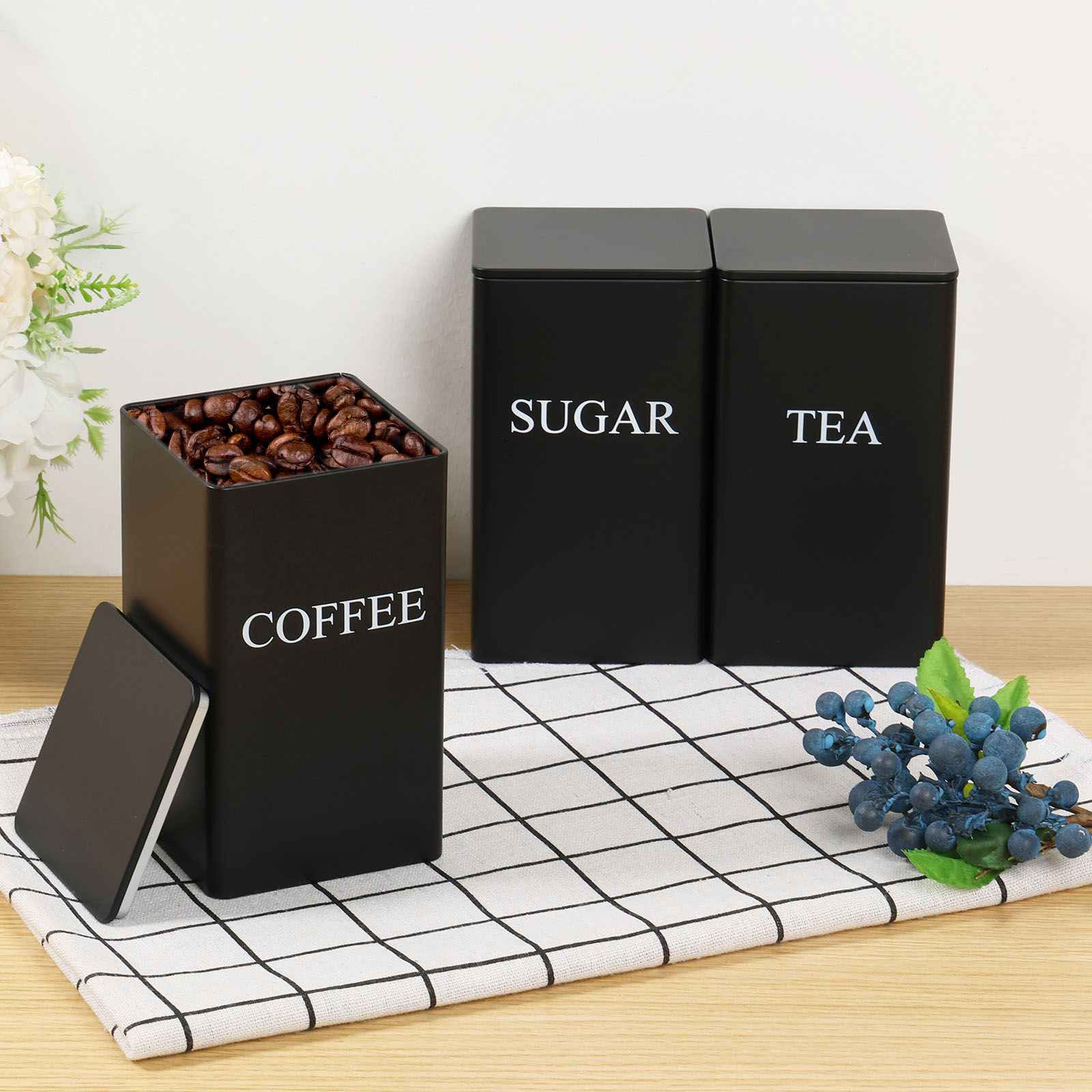 3 pièces boîtes de stockage de - Canister Coffee Sugar Tea avis et prix