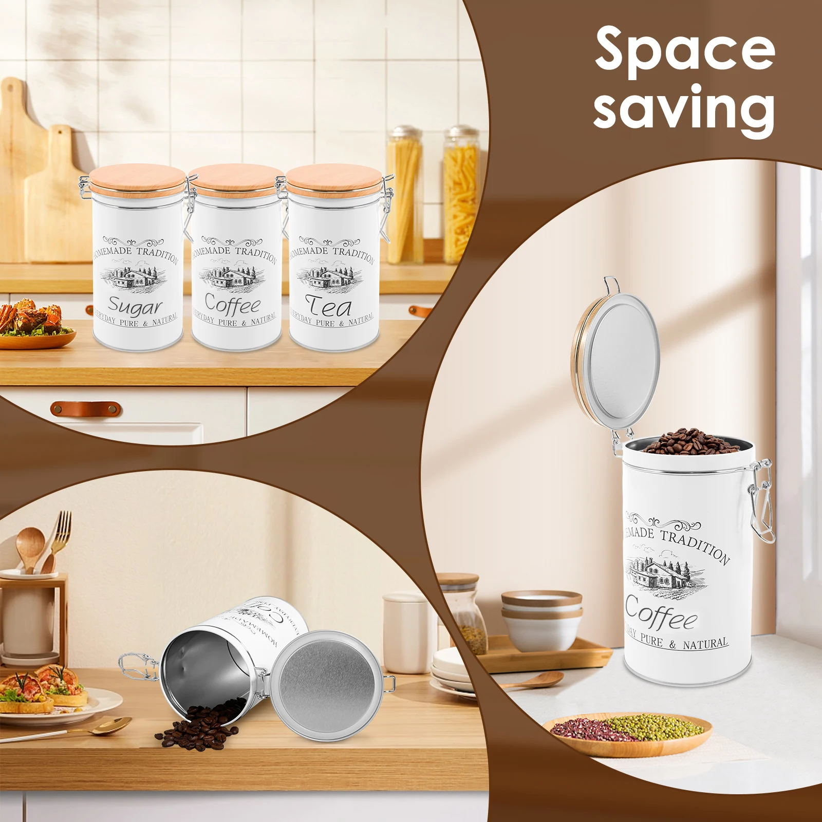 3 pièces/ensemble thé café suc - Canister Coffee Sugar Tea avis et prix