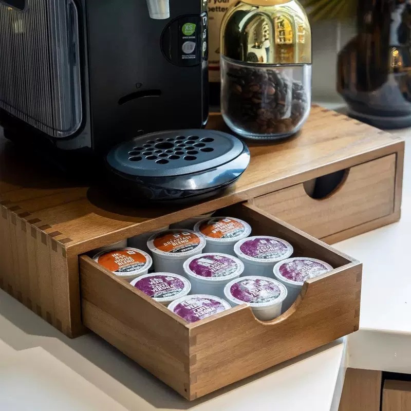 Base minimaliste en bois massi - Coffee Tea Drawer Organizer avis et prix