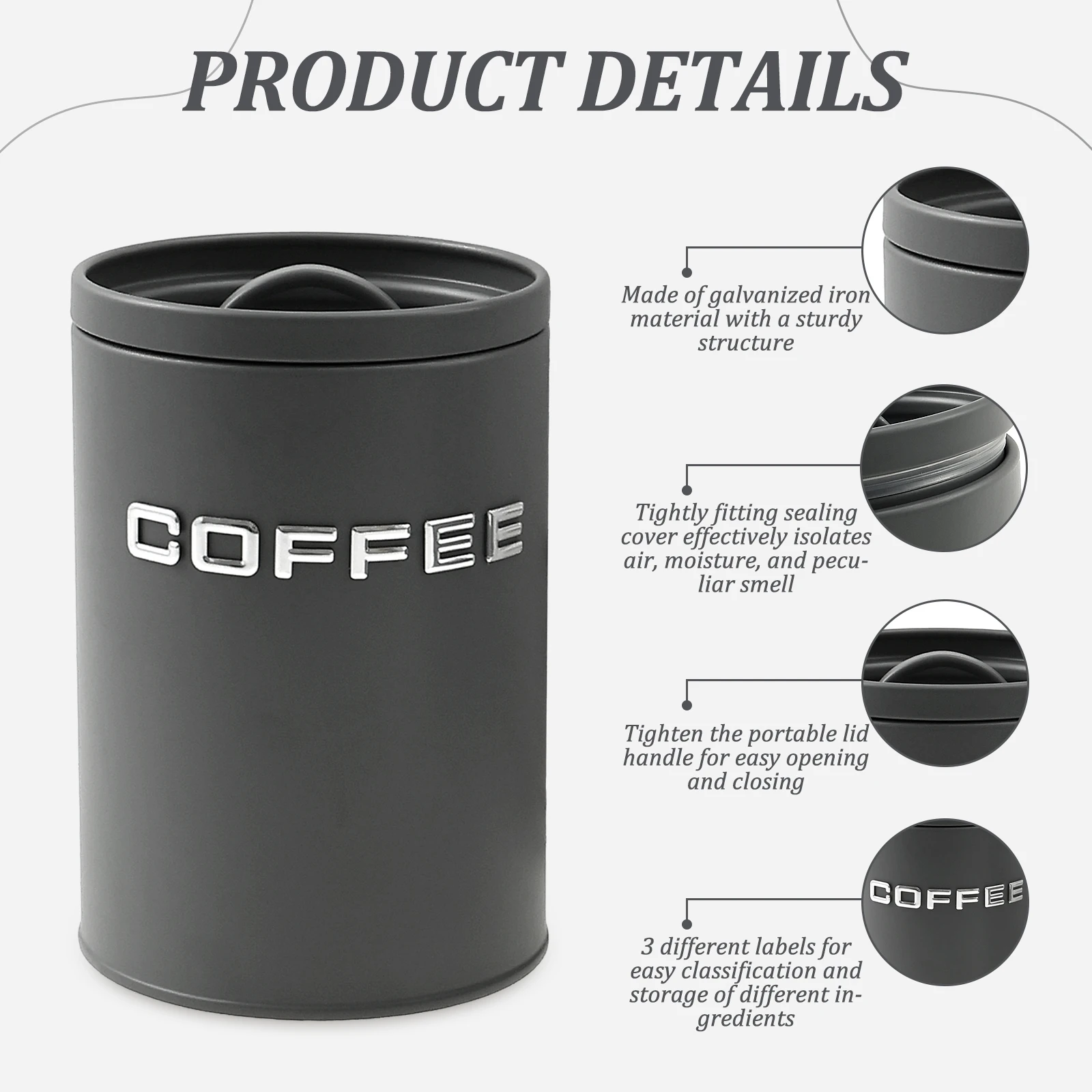 Pot rond en métal pour thé, ca - Canister Coffee Sugar Tea avis et prix